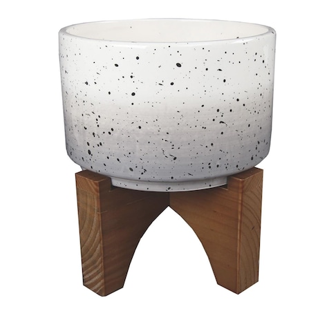 Conservatorio 7' Grey OMBRE W SPECKS Ceramic Pot on Wood Stand CO2965515